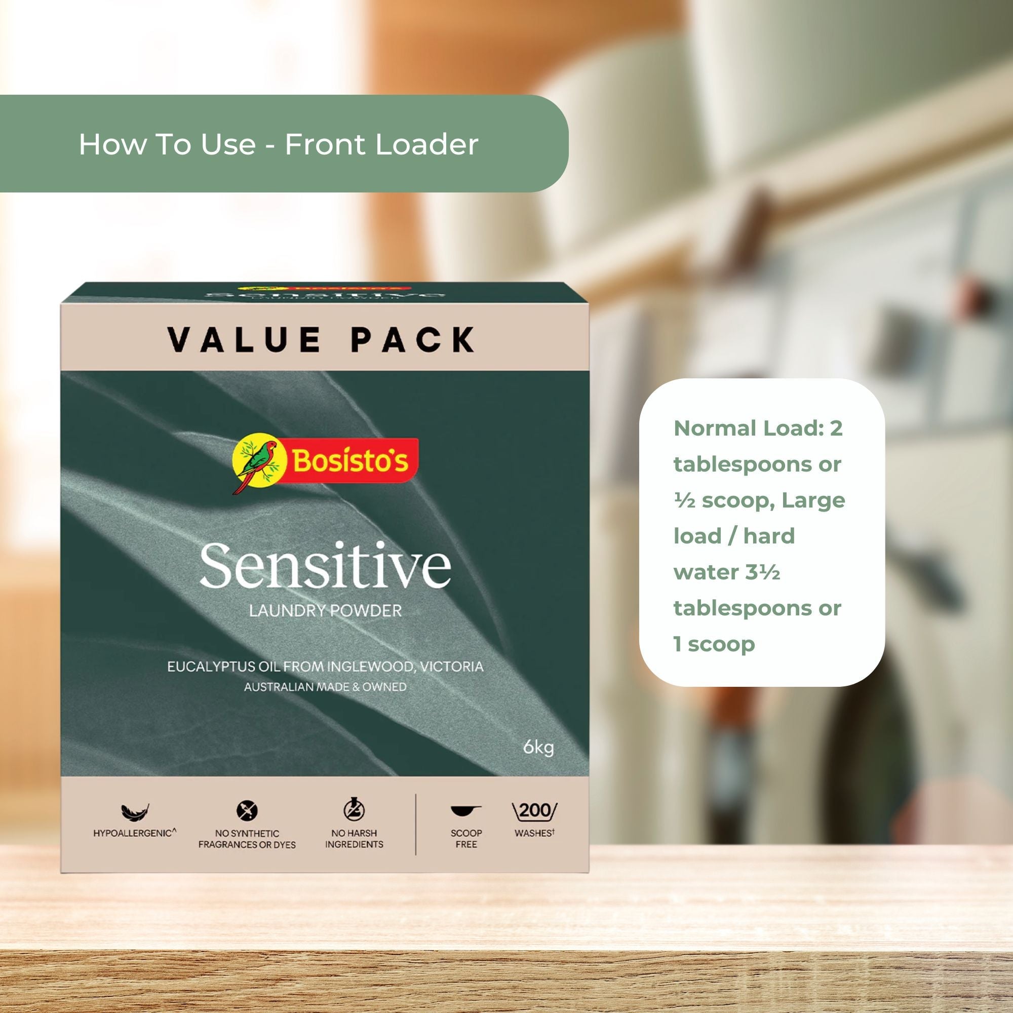 Bosisto's 6Kg Senstive Laundry Powder Refill - Eco Eucalyptus Washing Detergent V238-SUPDZ-41161731440720