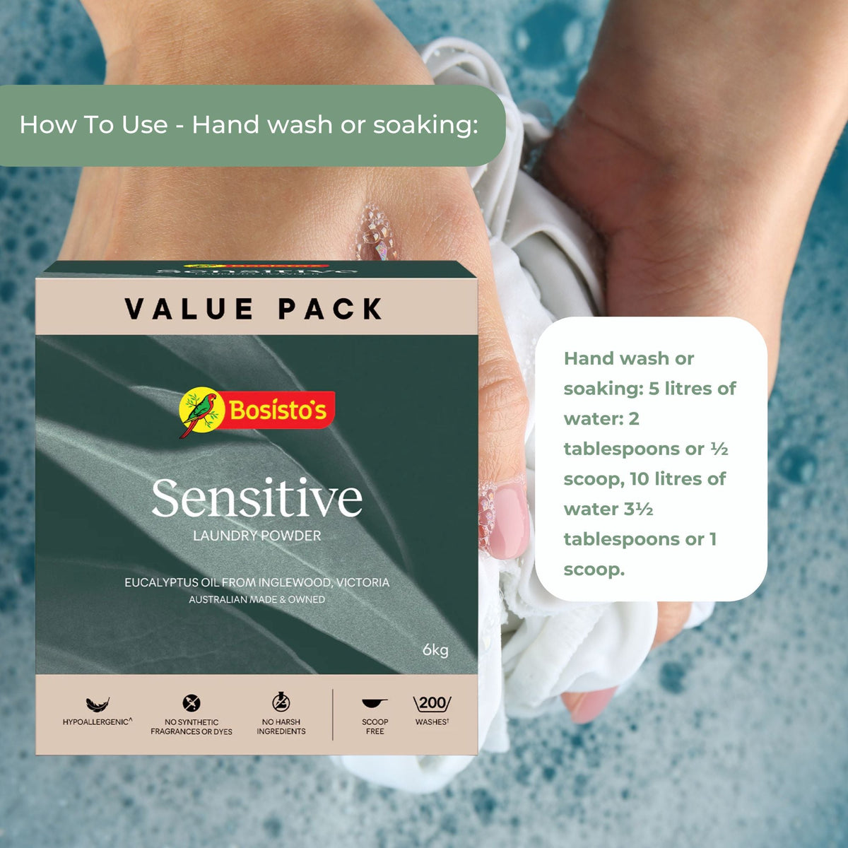 Bosisto's 6Kg Senstive Laundry Powder Refill - Eco Eucalyptus Washing Detergent V238-SUPDZ-41161731440720