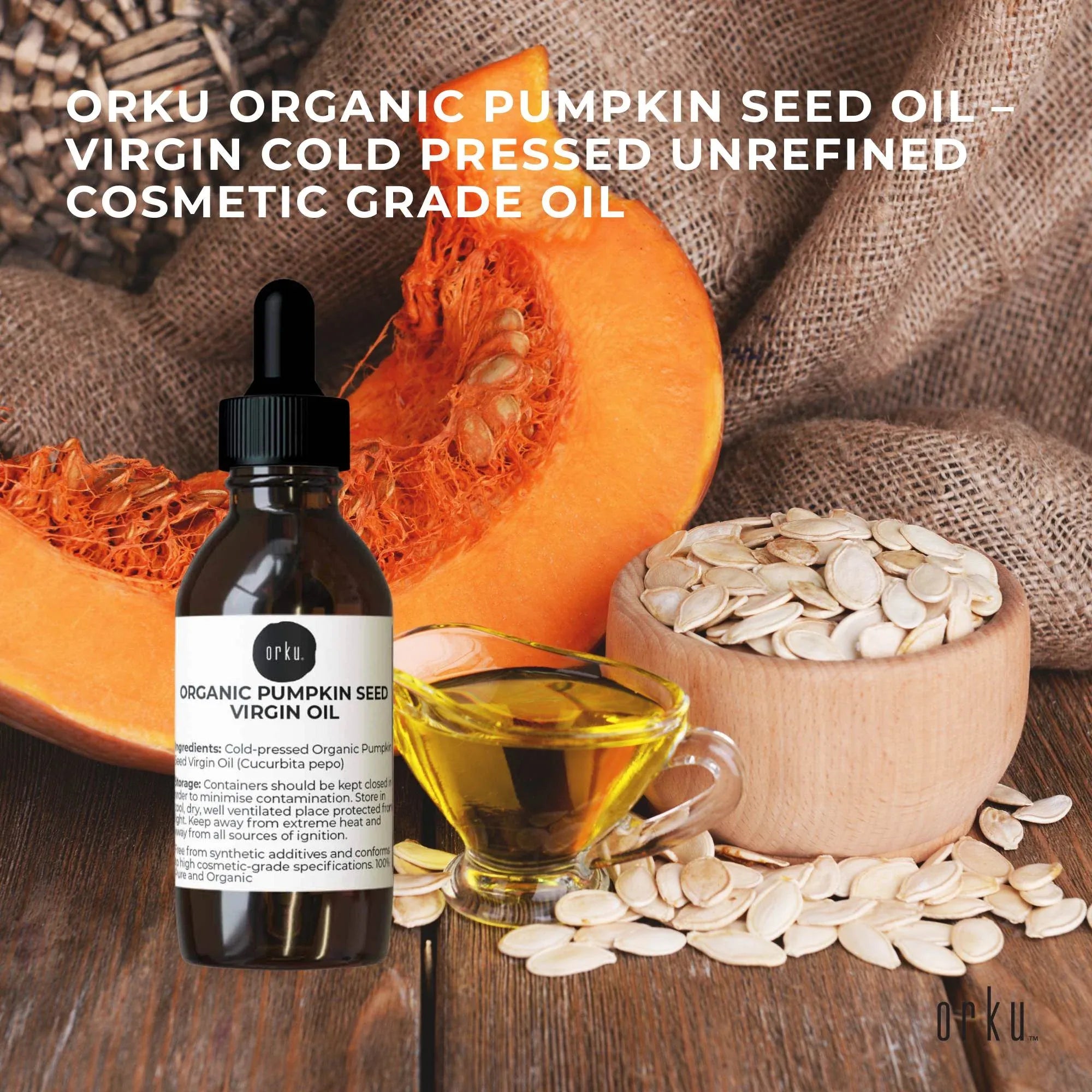 Orku 25ml Organic Pumpkin Seed Oil - Virgin Cold Pressed Unrefined Cosmetic Grade V238-SUPDZ-41162468360272