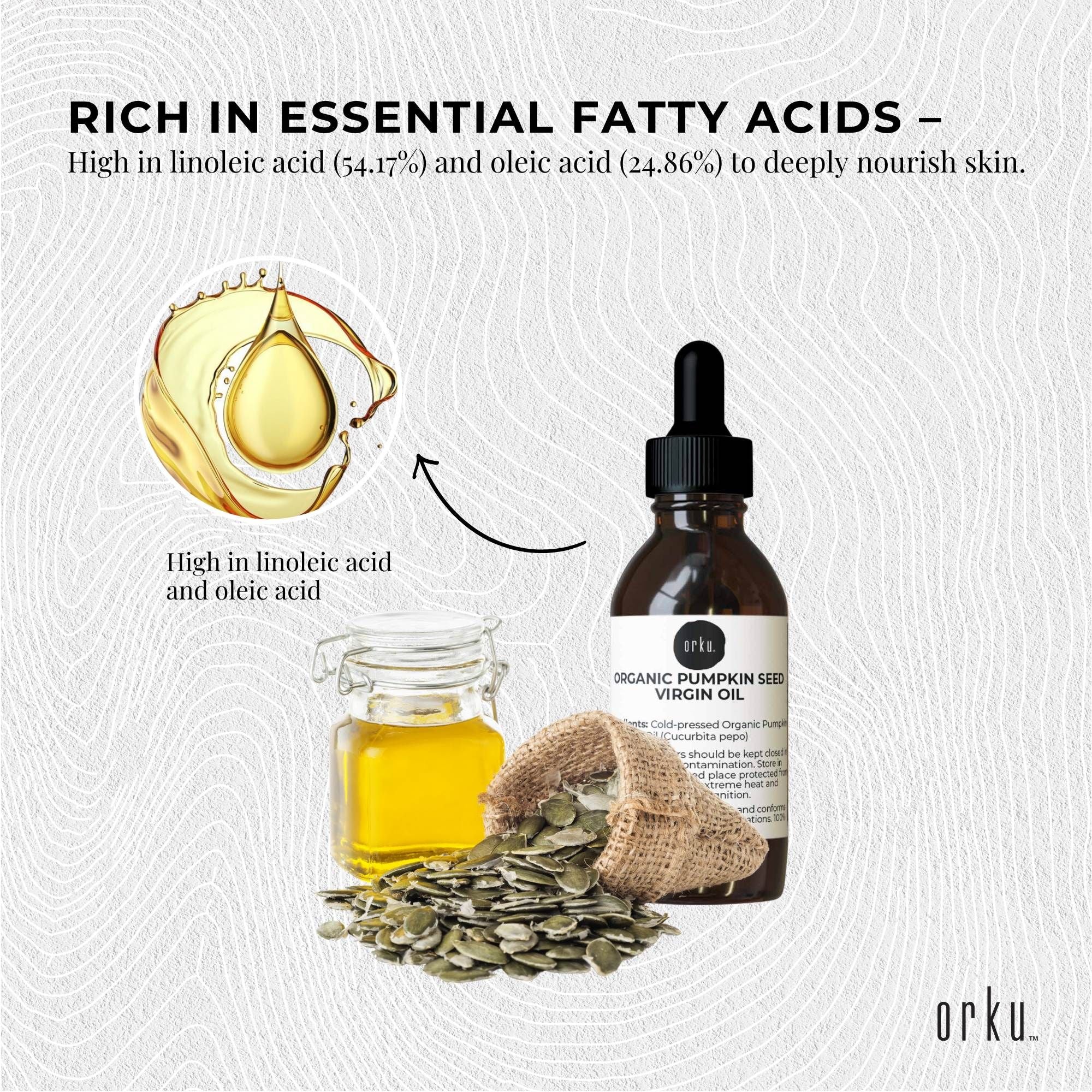 Orku 25ml Organic Pumpkin Seed Oil - Virgin Cold Pressed Unrefined Cosmetic Grade V238-SUPDZ-41162468360272