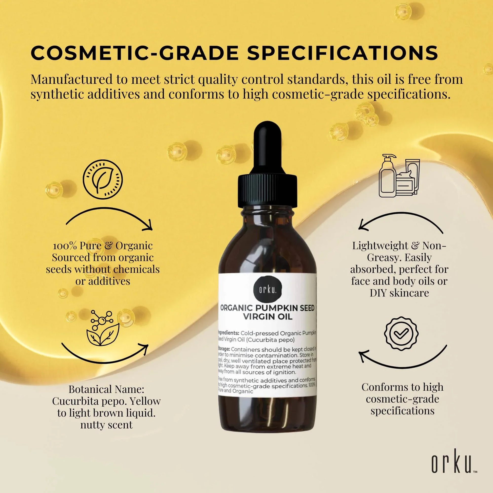 Orku 25ml Organic Pumpkin Seed Oil - Virgin Cold Pressed Unrefined Cosmetic Grade V238-SUPDZ-41162468360272