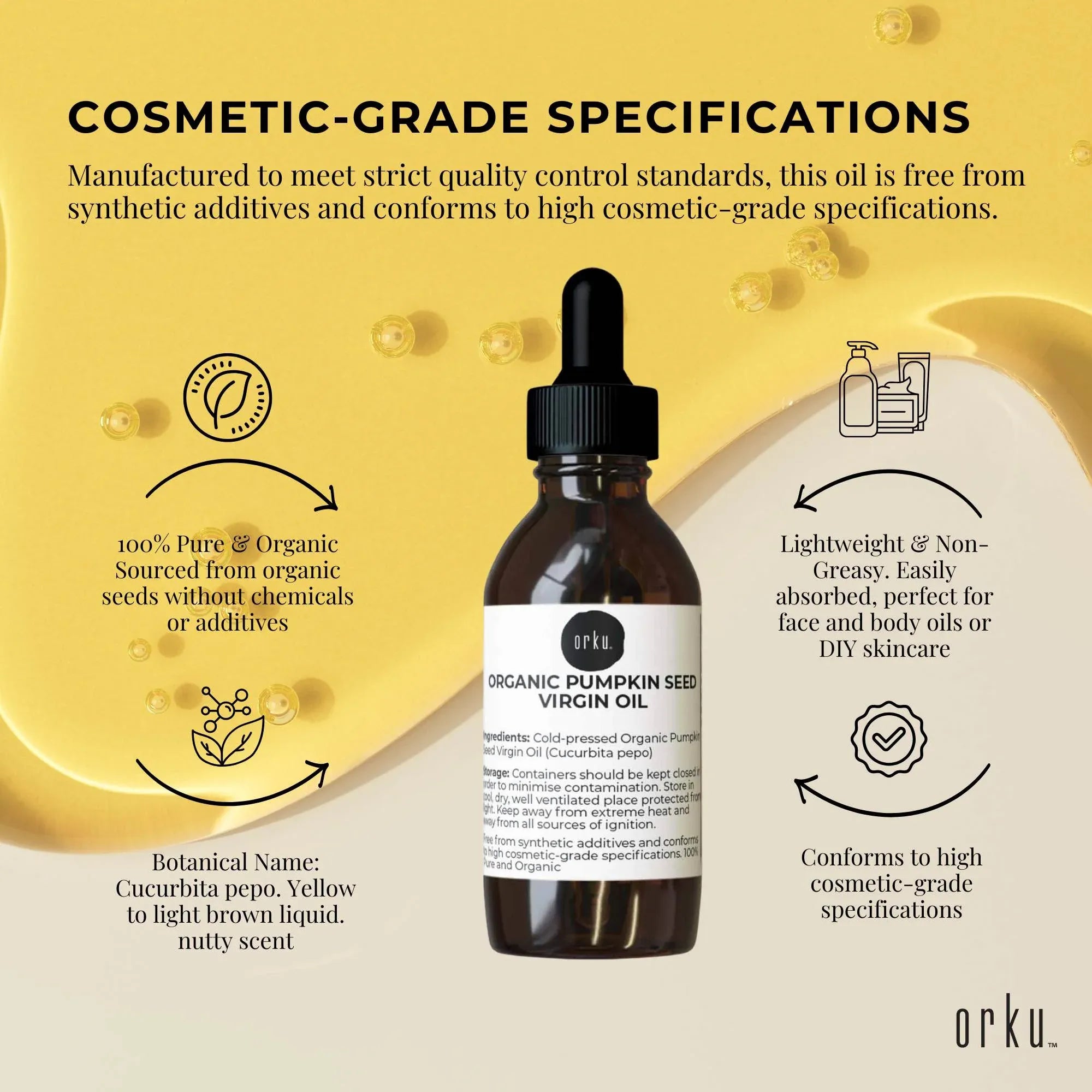 Orku 25ml Organic Pumpkin Seed Oil - Virgin Cold Pressed Unrefined Cosmetic Grade V238-SUPDZ-41162468360272