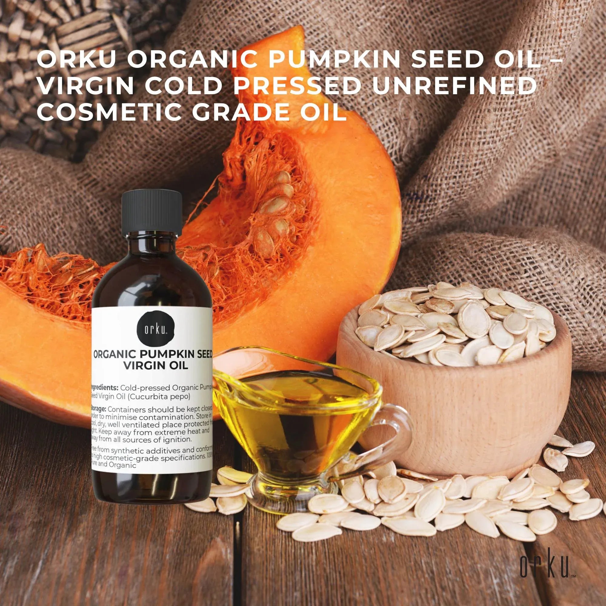 Orku 100ml Organic Pumpkin Seed Oil - Virgin Cold Pressed Unrefined Cosmetic Grade V238-SUPDZ-41162536812624