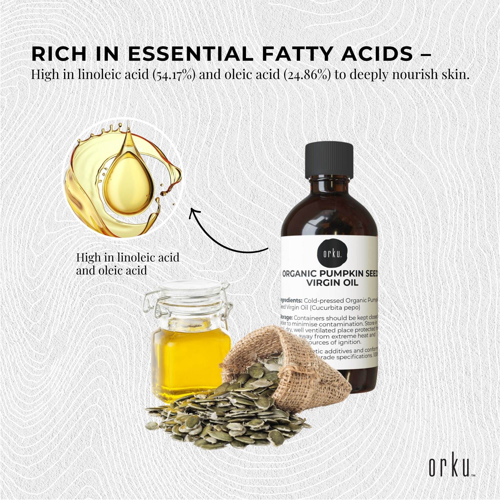 Orku 100ml Organic Pumpkin Seed Oil - Virgin Cold Pressed Unrefined Cosmetic Grade V238-SUPDZ-41162536812624
