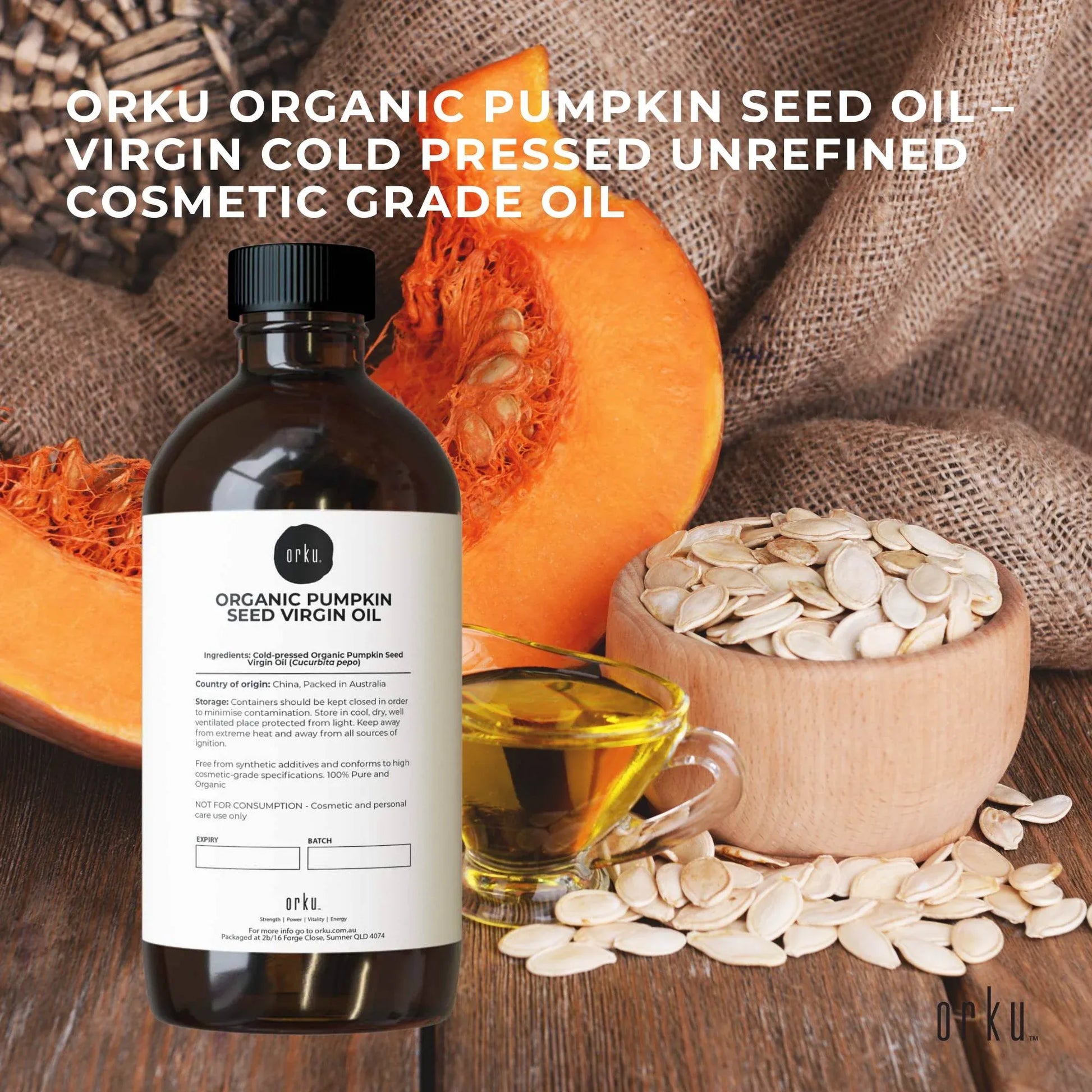 Orku 500ml Organic Pumpkin Seed Oil - Virgin Cold Pressed Unrefined Cosmetic Grade V238-SUPDZ-41162537795664