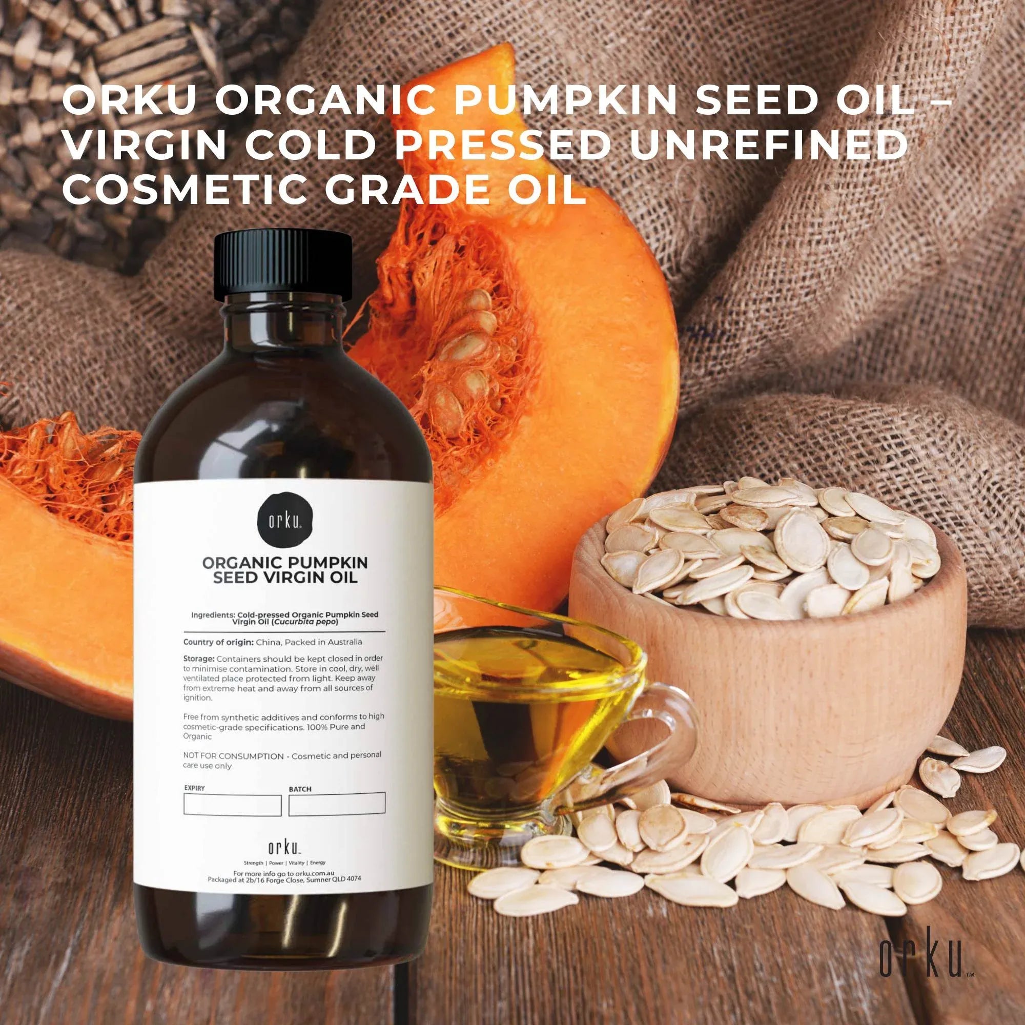 Orku 500ml Organic Pumpkin Seed Oil - Virgin Cold Pressed Unrefined Cosmetic Grade V238-SUPDZ-41162537795664