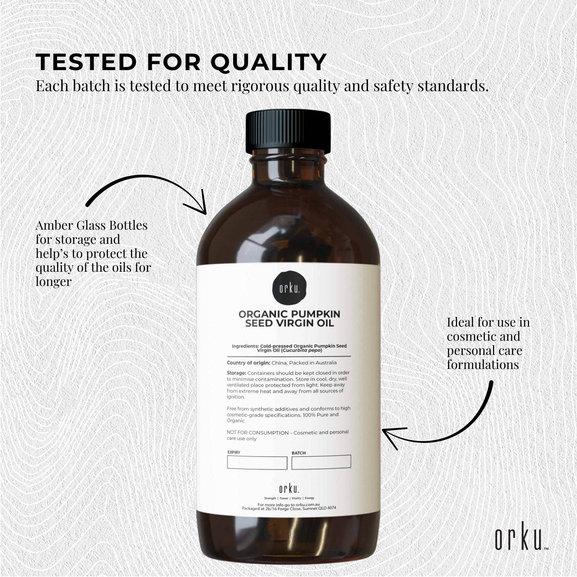 Orku 500ml Organic Pumpkin Seed Oil - Virgin Cold Pressed Unrefined Cosmetic Grade V238-SUPDZ-41162537795664
