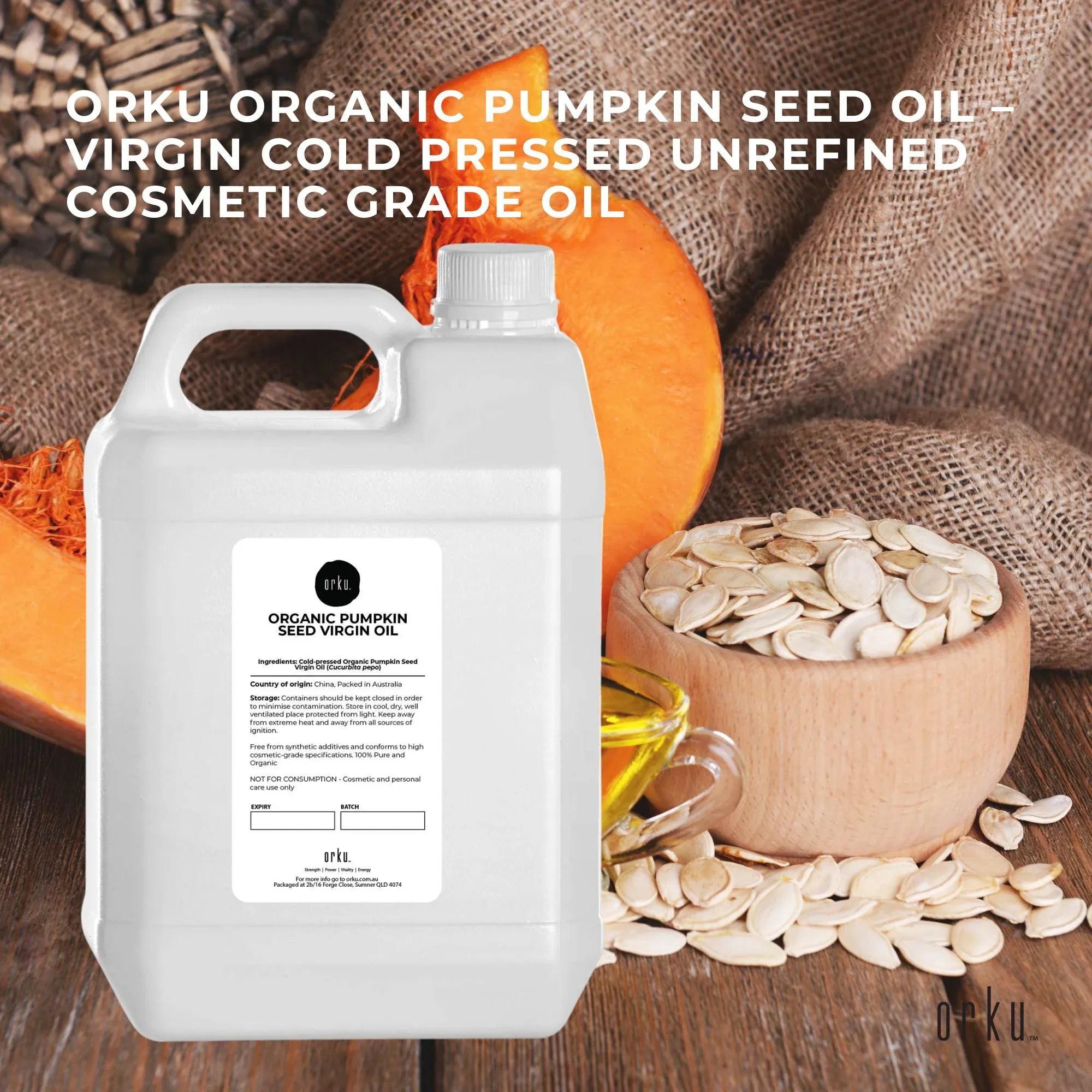 Orku 5L Organic Pumpkin Seed Oil - Virgin Cold Pressed Unrefined Cosmetic Grade V238-SUPDZ-41162538516560