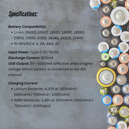LiitoKala Lii-M4S Battery Charger LCD 4-Slot USB Li-ion NiMH Test Discharge Mode V238-SUPDZ-41167118630992