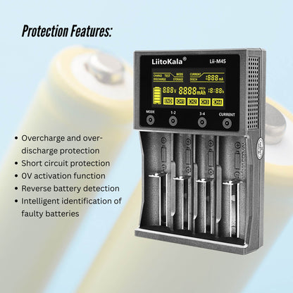 LiitoKala Lii-M4S Battery Charger LCD 4-Slot USB Li-ion NiMH Test Discharge Mode V238-SUPDZ-41167118630992