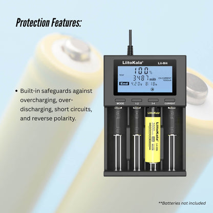 LiitoKala Lii-M4 Smart Battery Charger LCD - 4-Slot USB for 18650 AA AAA Li-ion V238-SUPDZ-41167153594448