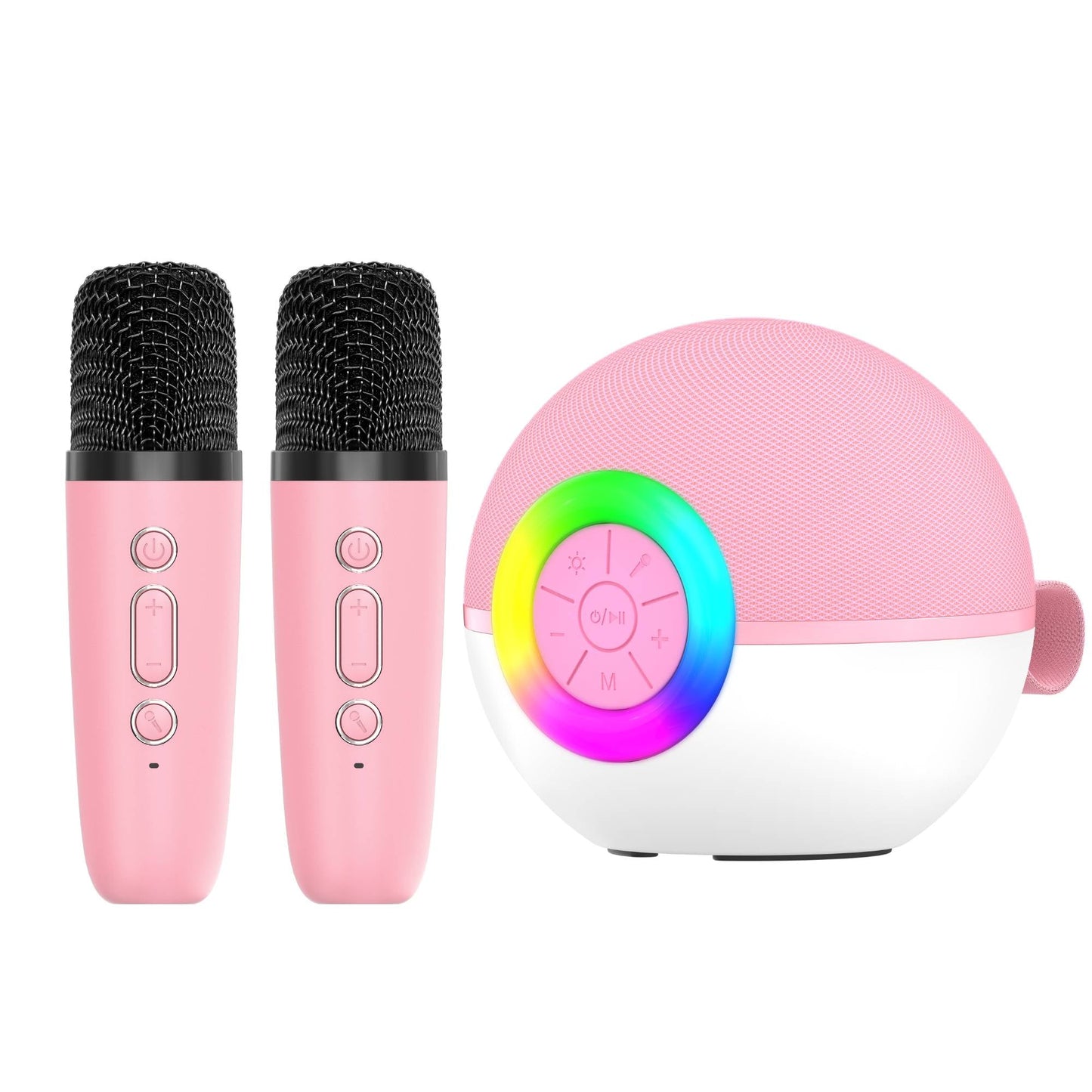 Mini Karaoke Machine and 2x Wireless Microphones Portable Bluetooth Speaker Pink V238-SUPDZ-41169049813072