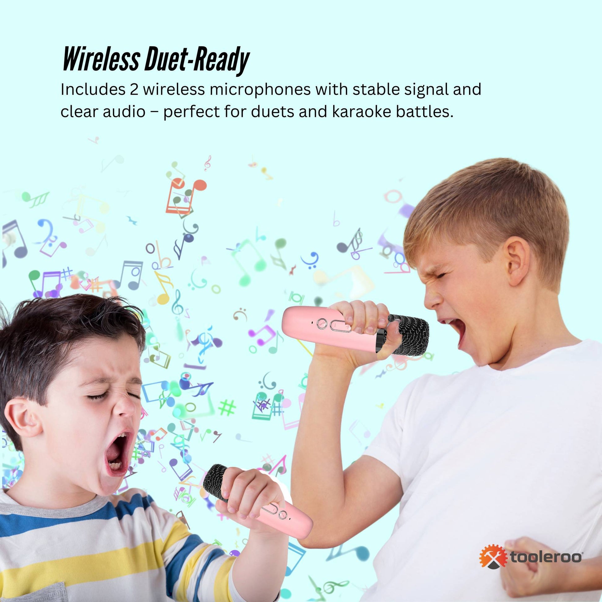Mini Karaoke Machine and 2x Wireless Microphones Portable Bluetooth Speaker Pink V238-SUPDZ-41169049813072