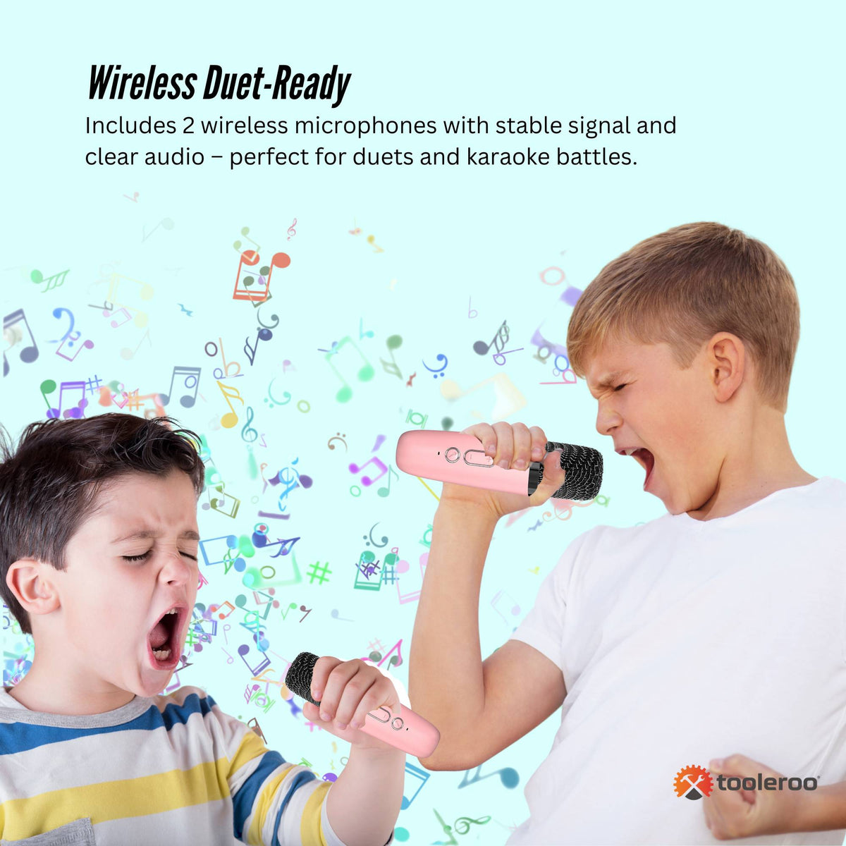 Mini Karaoke Machine and 2x Wireless Microphones Portable Bluetooth Speaker Pink V238-SUPDZ-41169049813072