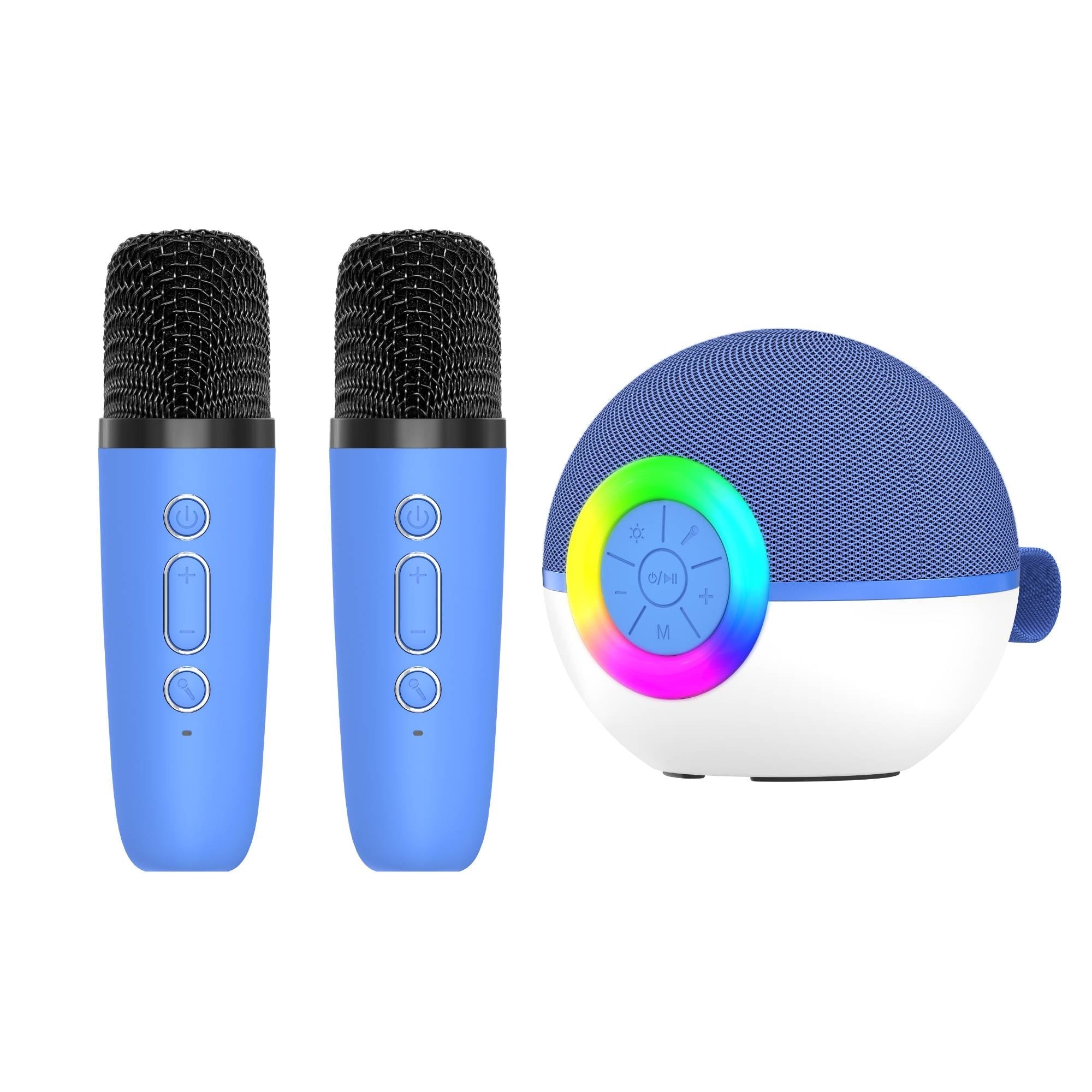 Mini Karaoke Machine and 2x Wireless Microphones Portable Bluetooth Speaker Blue V238-SUPDZ-41169082122320