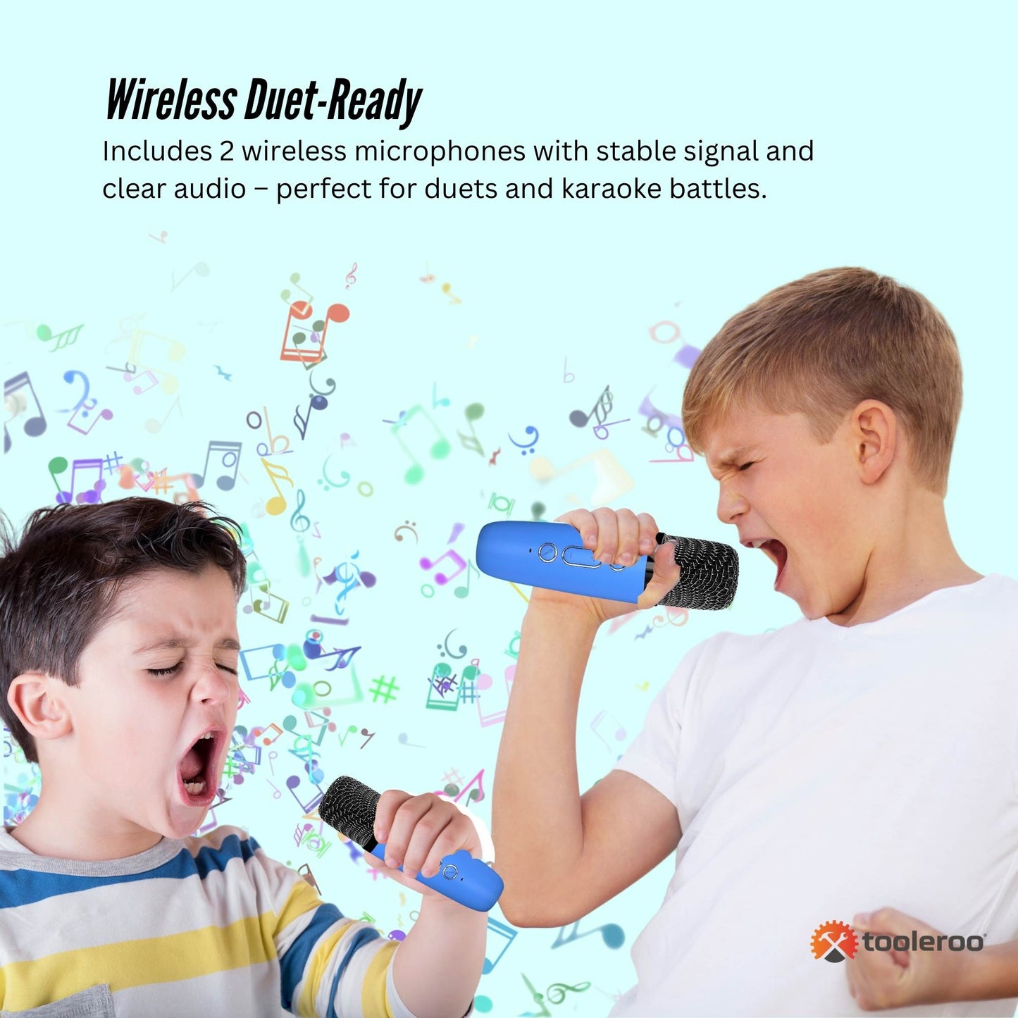 Mini Karaoke Machine and 2x Wireless Microphones Portable Bluetooth Speaker Blue V238-SUPDZ-41169082122320