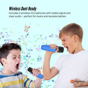 Mini Karaoke Machine and 2x Wireless Microphones Portable Bluetooth Speaker Blue V238-SUPDZ-41169082122320
