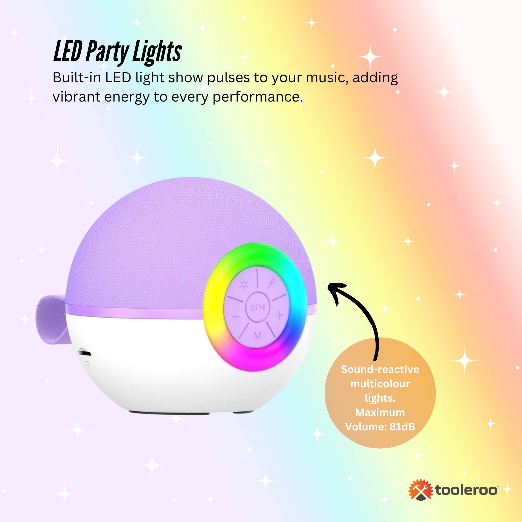 Mini Karaoke Machine - 2x Wireless Microphones Portable Bluetooth Speaker Purple V238-SUPDZ-41169084514384