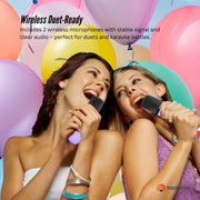 Mini Karaoke Machine - 2x Wireless Microphones Portable Bluetooth Speaker Purple V238-SUPDZ-41169084514384