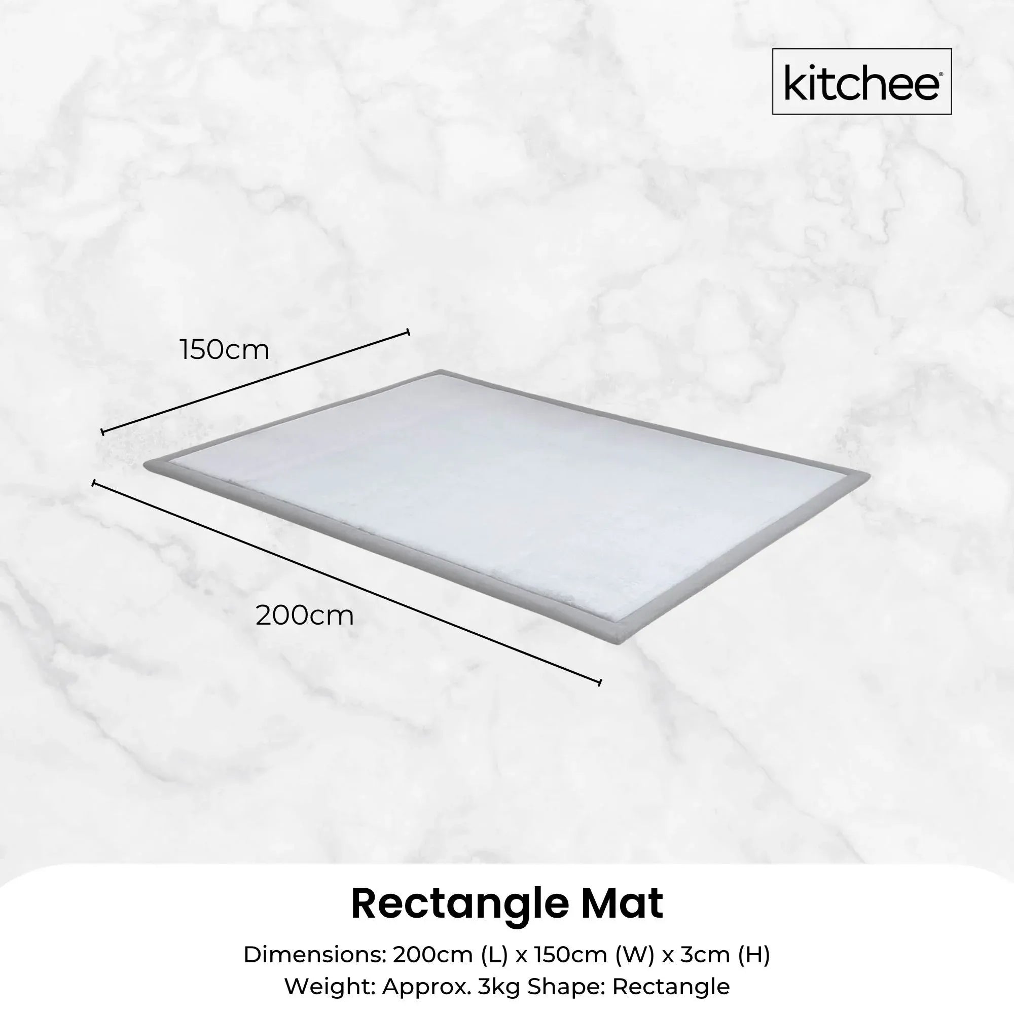 Kitchee Foam Floor Mat 150x200cm - Padded Thick Deep Soft Tatami Style Rug Grey V238-SUPDZ-41169708187728