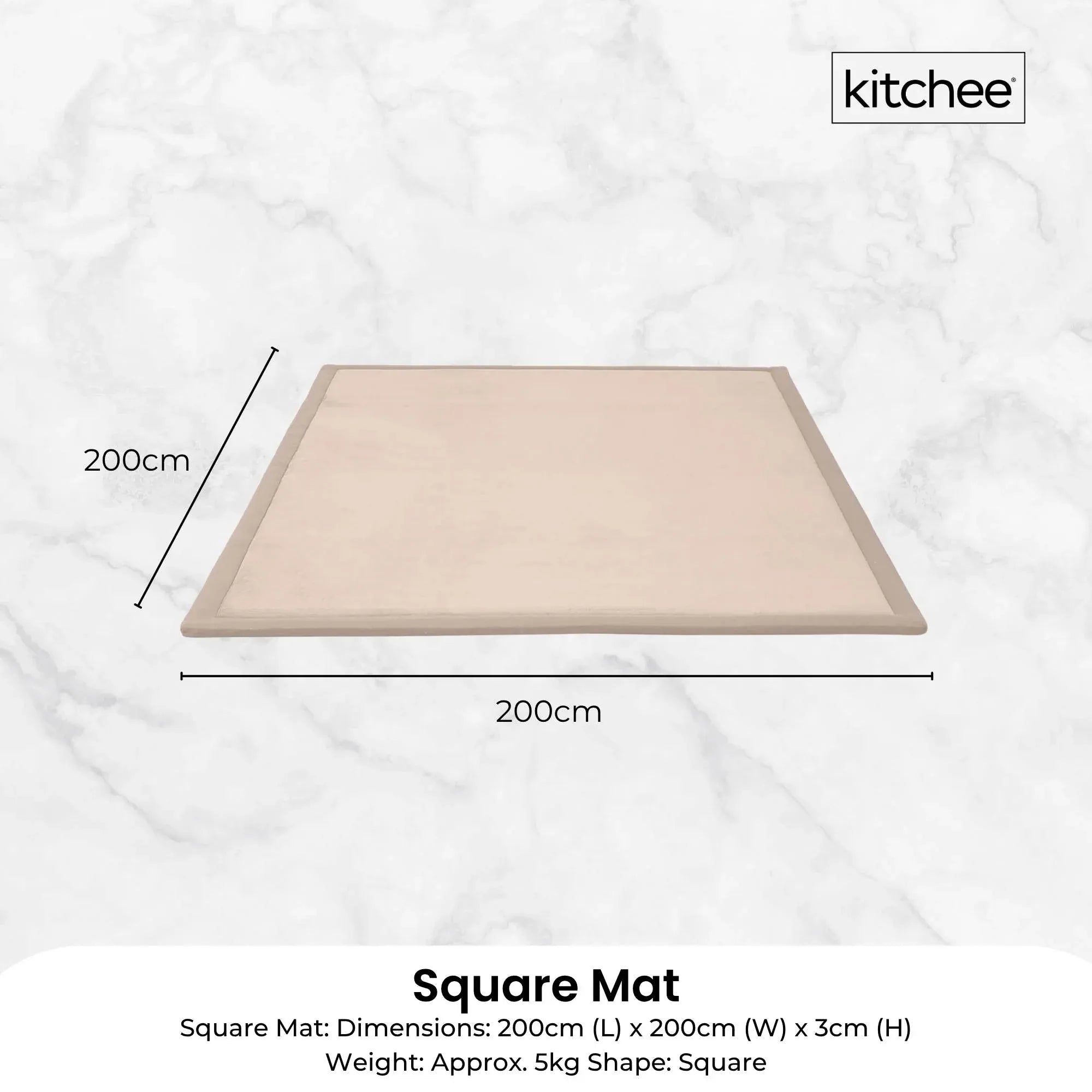 Kitchee Foam Floor Mat 200x200cm - Padded Thick Deep Soft Tatami Style Rug Cream V238-SUPDZ-41169835098192