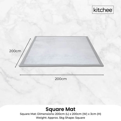 Kitchee Foam Floor Mat 200x200cm - Padded Thick Deep Soft Tatami Style Rug Grey V238-SUPDZ-41169835229264
