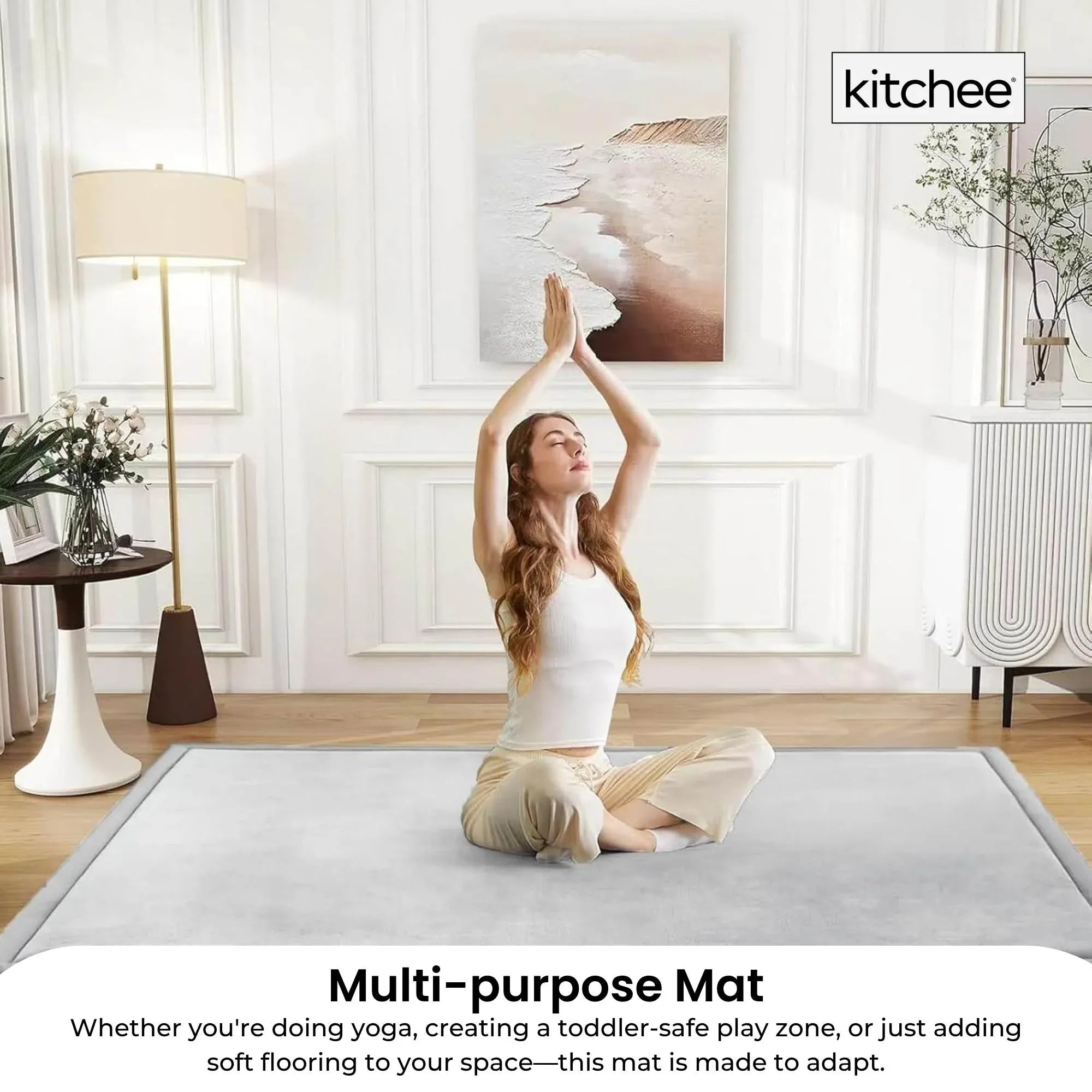 Kitchee Foam Floor Mat 200x200cm - Padded Thick Deep Soft Tatami Style Rug Grey V238-SUPDZ-41169835229264