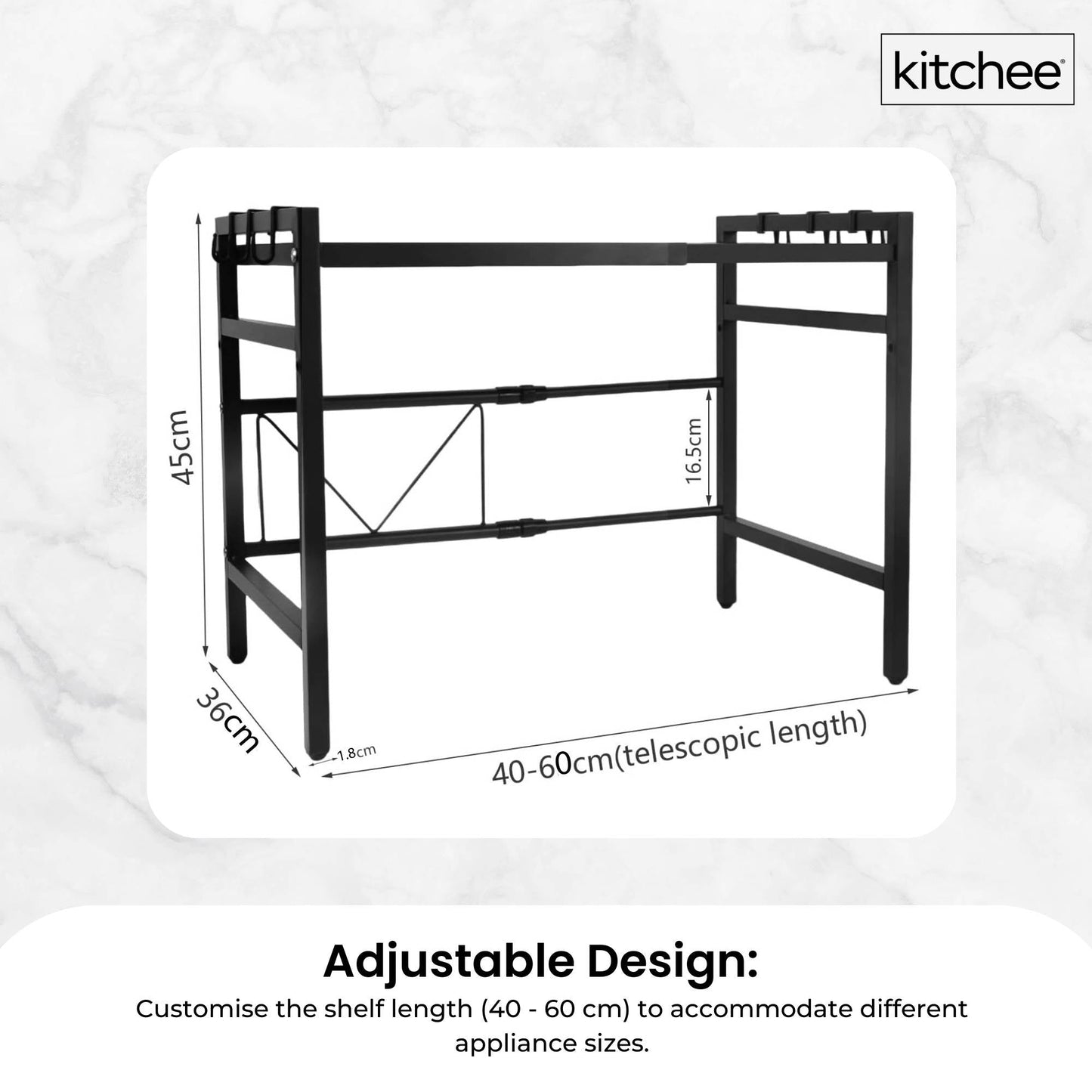 Kitchee Microwave Single Shelf - Expanding Storage Rack Kitchen Organiser Stand V238-SUPDZ-41172633190480