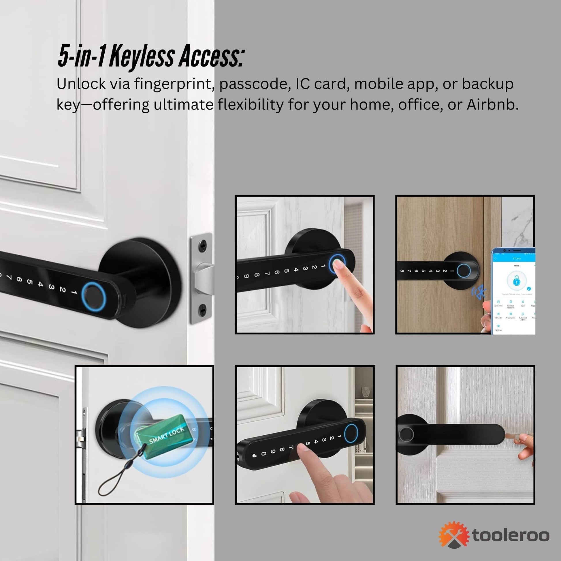 Tooleroo Digital Smart Door Lock Handle - 5in1 Keypad Home Entry Security System V238-SUPDZ-41175156031568