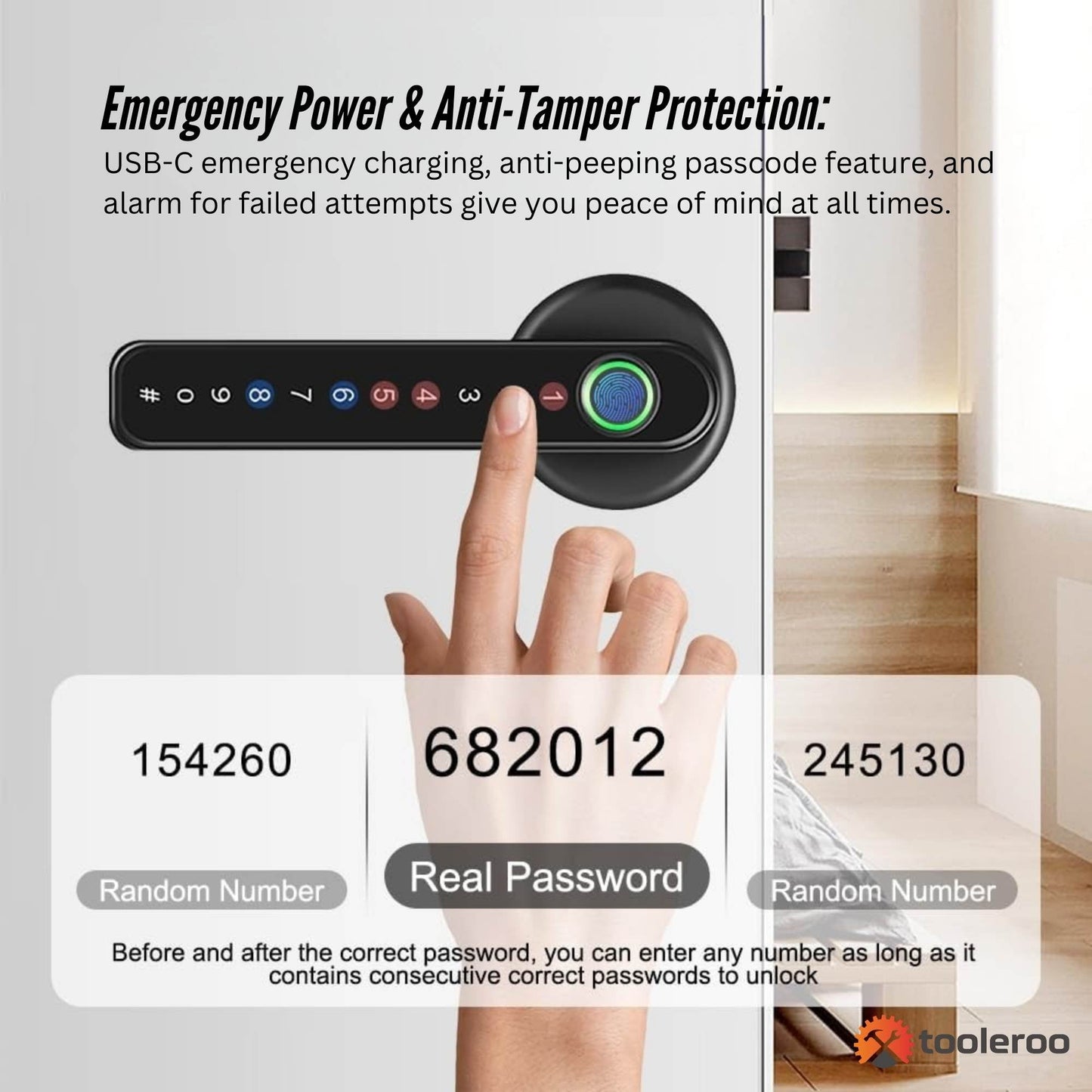 Tooleroo Digital Smart Door Lock Handle - 5in1 Keypad Home Entry Security System V238-SUPDZ-41175156031568