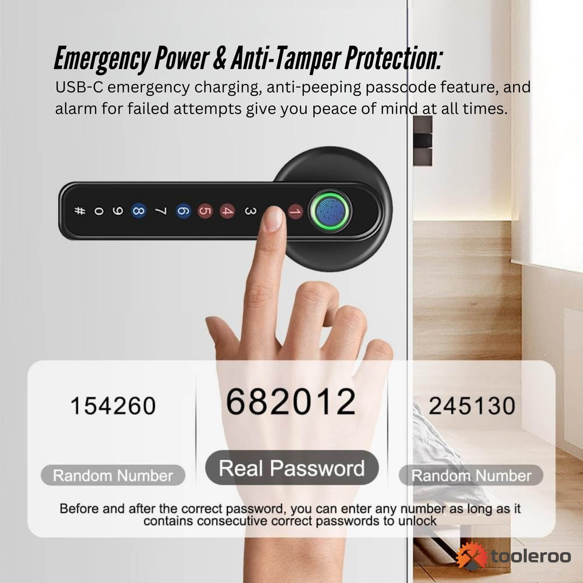 Tooleroo Digital Smart Door Lock Handle - 5in1 Keypad Home Entry Security System V238-SUPDZ-41175156031568
