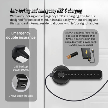 Tooleroo Digital Smart Door Lock Handle - 5in1 Keypad Home Entry Security System V238-SUPDZ-41175156031568