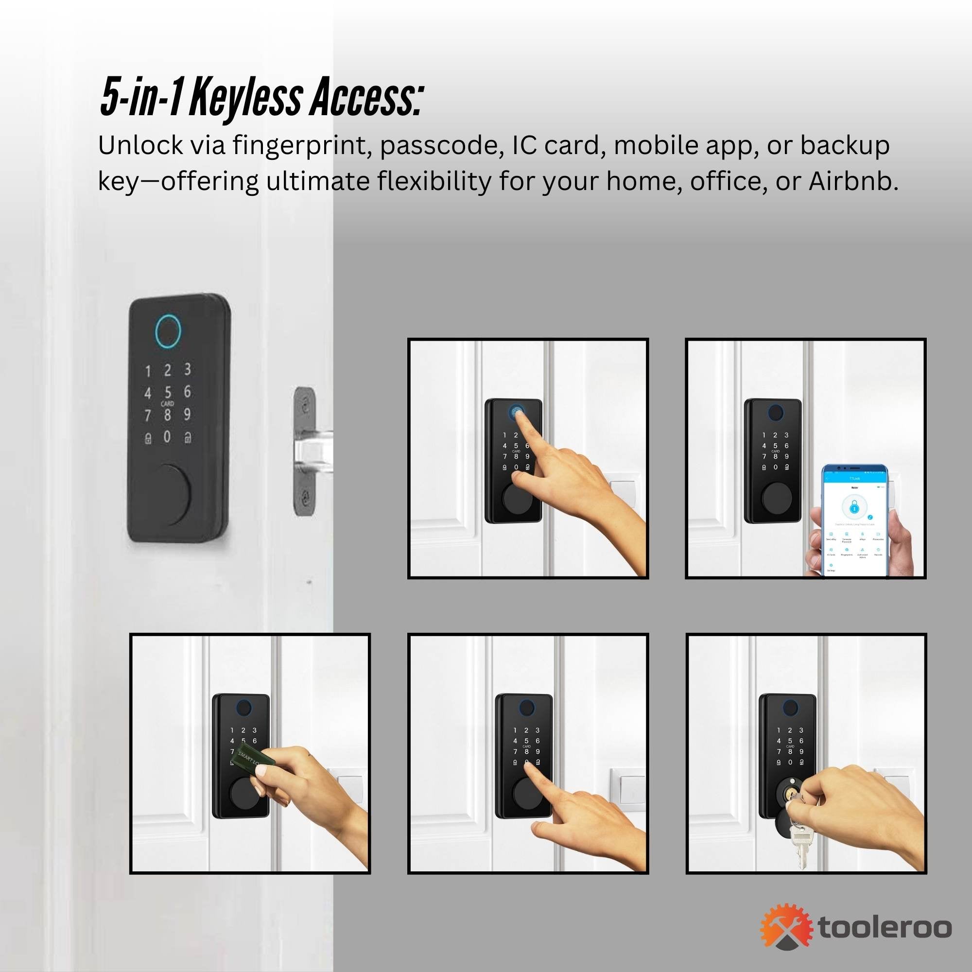 Tooleroo Digital Smart Door Lock Keypad - 5-in-1 Home Entry Security System V238-SUPDZ-41181933174864