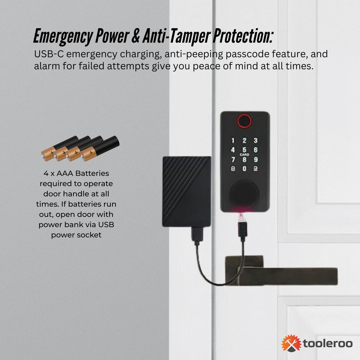 Tooleroo Digital Smart Door Lock Keypad - 5-in-1 Home Entry Security System V238-SUPDZ-41181933174864