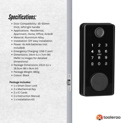 Tooleroo Digital Smart Door Lock Keypad - 5-in-1 Home Entry Security System V238-SUPDZ-41181933174864