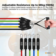 Social Hike Resistance Band Set with Handles - 11pcs Home Workout Kit 4.5-68kg V238-SUPDZ-41187495280720