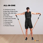 Social Hike Resistance Band Set with Handles - 11pcs Home Workout Kit 4.5-68kg V238-SUPDZ-41187495280720