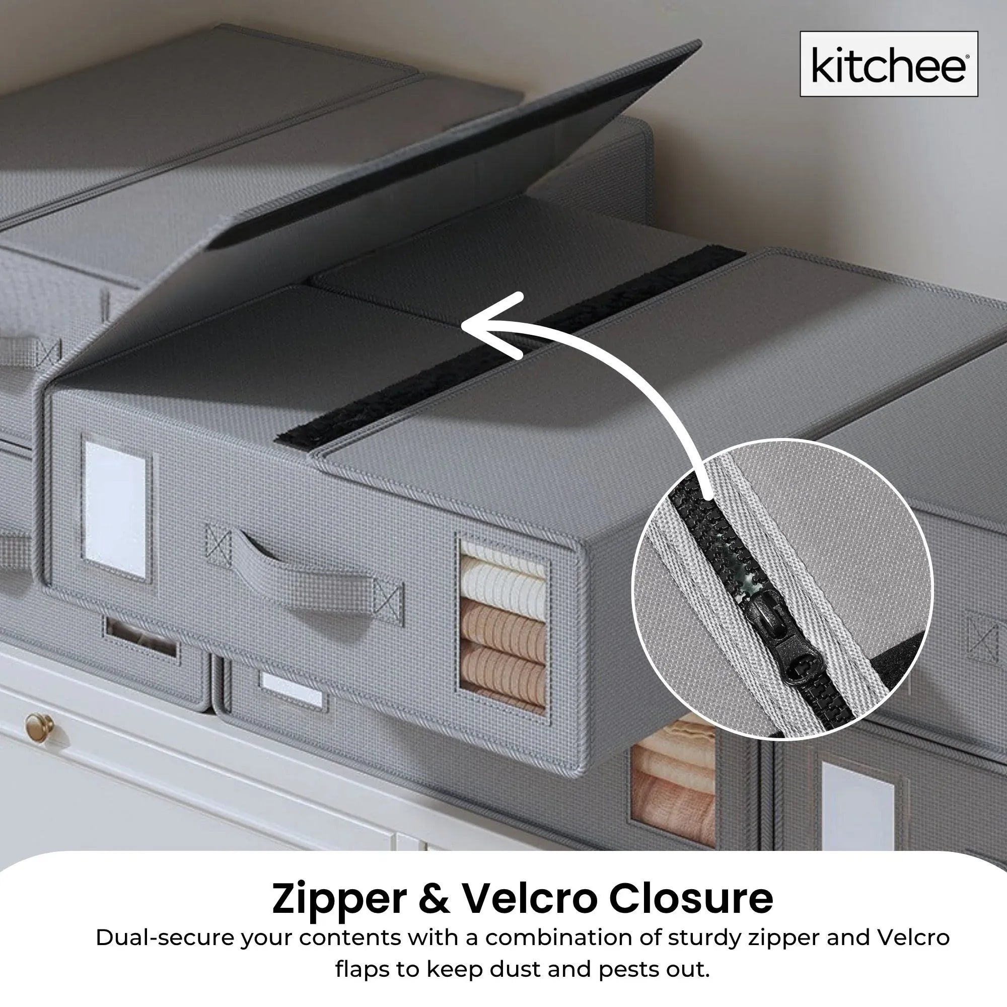 1x Kitchee Foldable Bed Sheet Storage Box - Linen and Closet Organiser Grey V238-SUPDZ-41188720443472