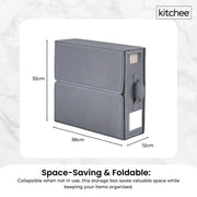 1x Kitchee Foldable Bed Sheet Storage Box - Linen and Closet Organiser Grey V238-SUPDZ-41188720443472