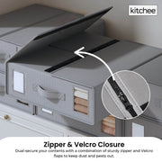 4x Kitchee Foldable Bed Sheet Storage Box - Linen and Closet Organiser Grey V238-SUPDZ-41188839948368