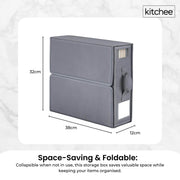 4x Kitchee Foldable Bed Sheet Storage Box - Linen and Closet Organiser Grey V238-SUPDZ-41188839948368
