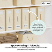 1x Kitchee Foldable Bed Sheet Storage Box - Linen and Closet Organiser Beige V238-SUPDZ-41188856037456