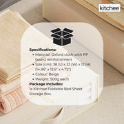1x Kitchee Foldable Bed Sheet Storage Box - Linen and Closet Organiser Beige V238-SUPDZ-41188856037456