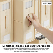 10x Kitchee Foldable Bed Sheet Storage Box - Linen and Closet Organiser Beige V238-SUPDZ-41188861771856