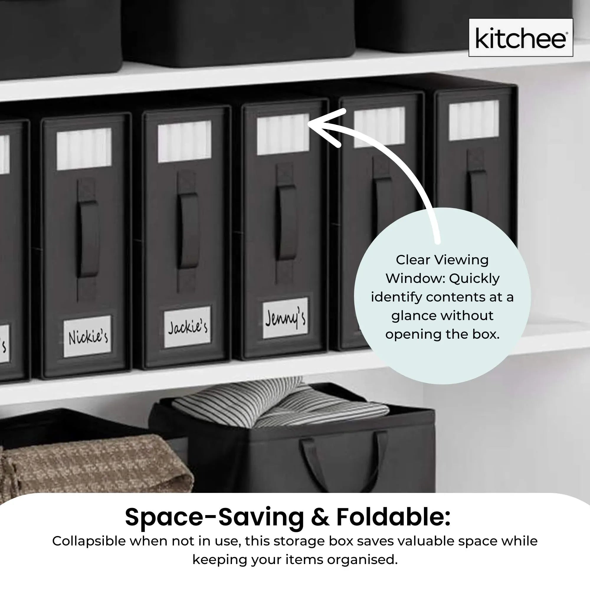 1x Kitchee Foldable Bed Sheet Storage Box - Linen and Closet Organiser Black V238-SUPDZ-41188864196688