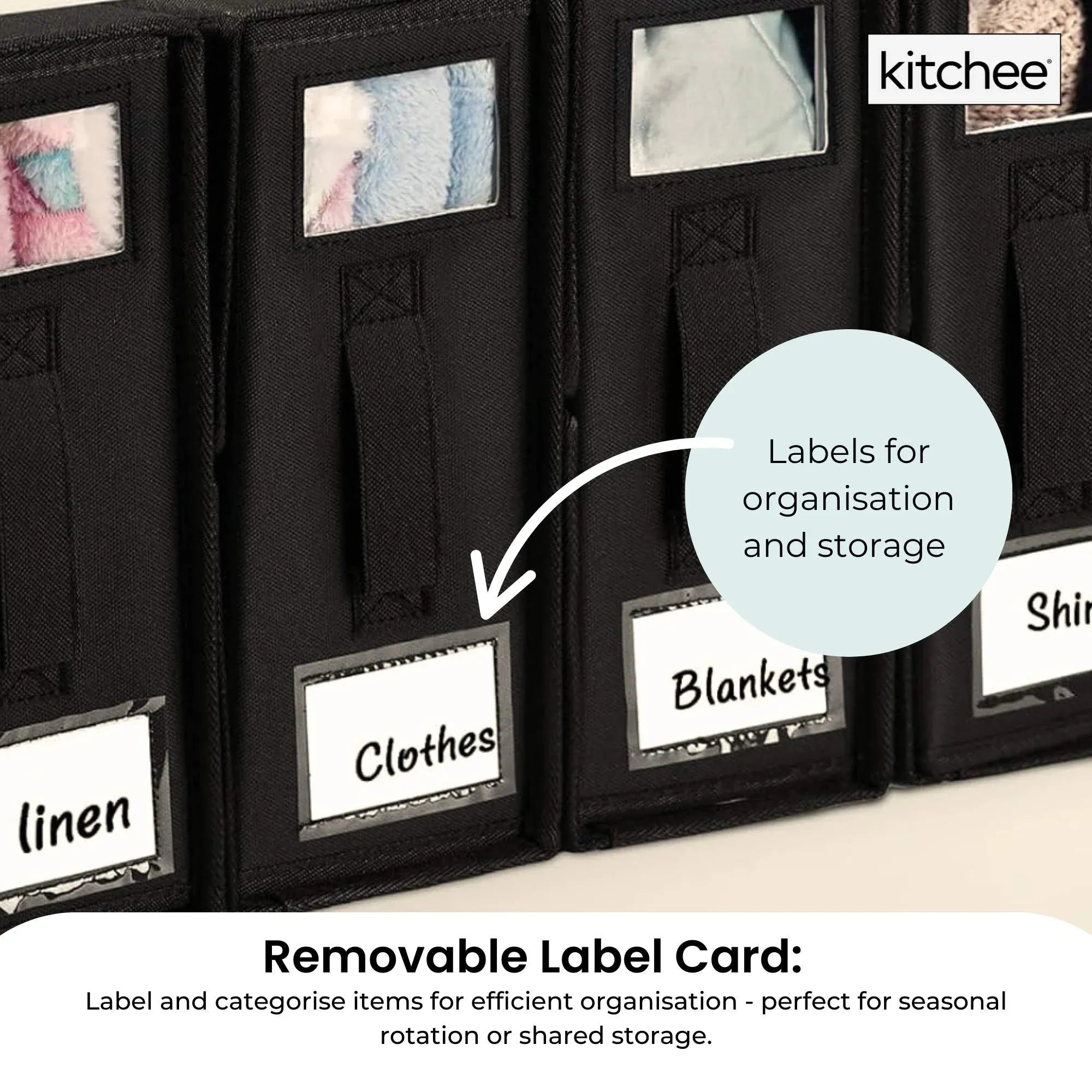 1x Kitchee Foldable Bed Sheet Storage Box - Linen and Closet Organiser Black V238-SUPDZ-41188864196688