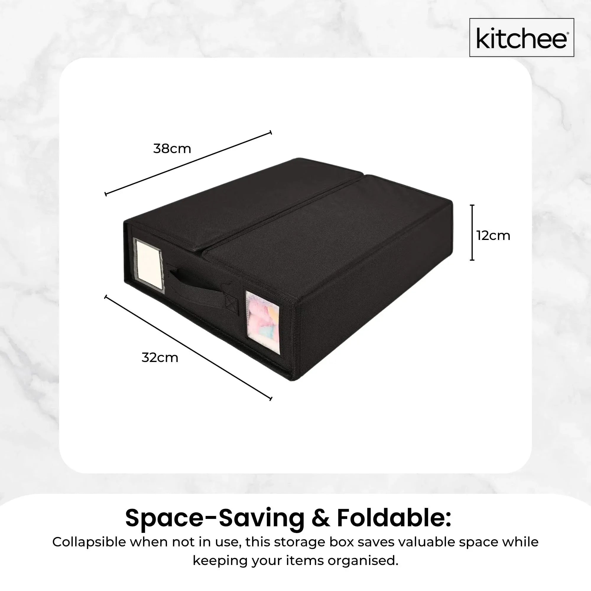 1x Kitchee Foldable Bed Sheet Storage Box - Linen and Closet Organiser Black V238-SUPDZ-41188864196688