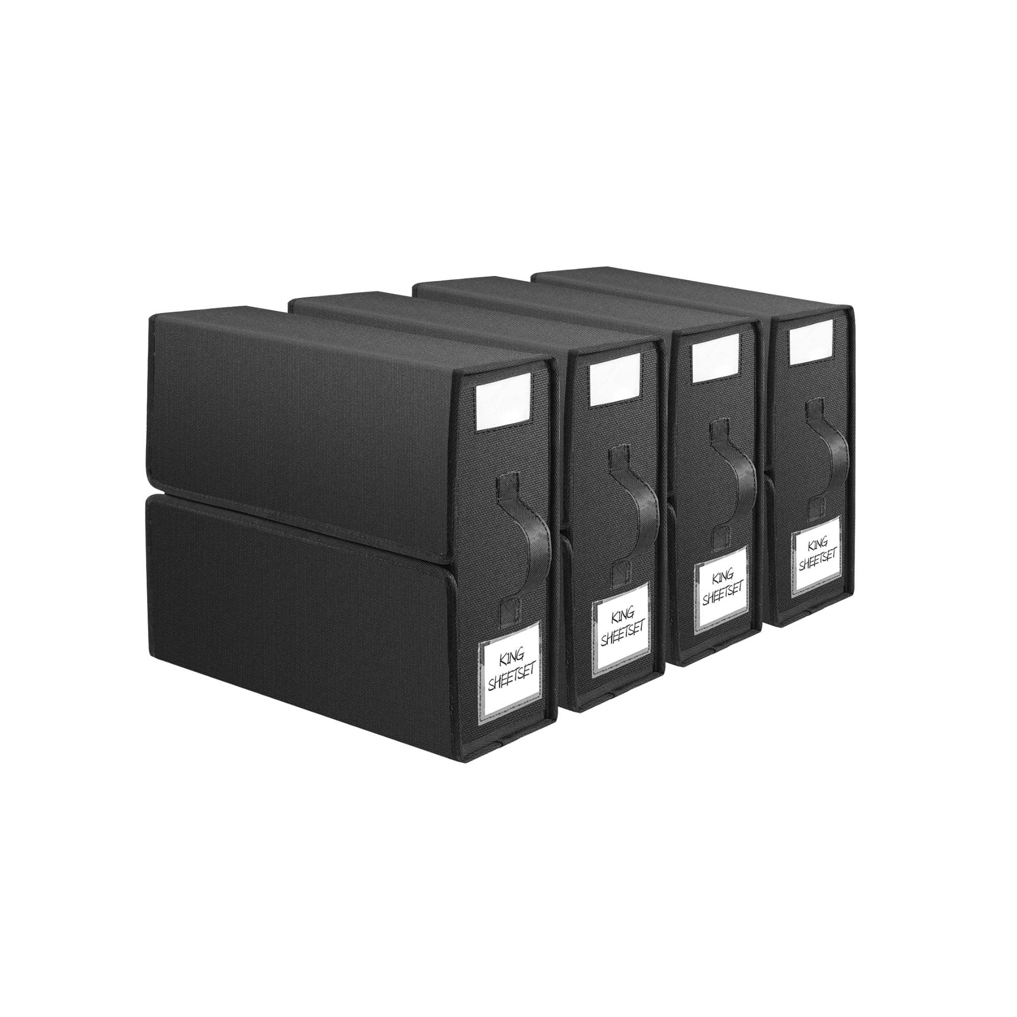 4x Kitchee Foldable Bed Sheet Storage Box - Linen and Closet Organiser Black V238-SUPDZ-41188865409104