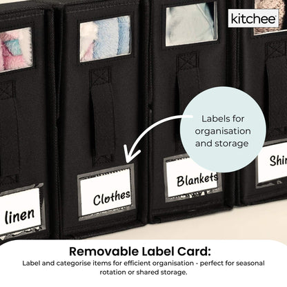4x Kitchee Foldable Bed Sheet Storage Box - Linen and Closet Organiser Black V238-SUPDZ-41188865409104