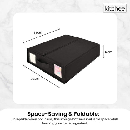 4x Kitchee Foldable Bed Sheet Storage Box - Linen and Closet Organiser Black V238-SUPDZ-41188865409104
